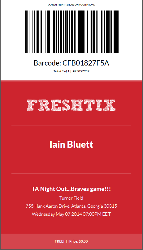 Freshtix Mobile ticket